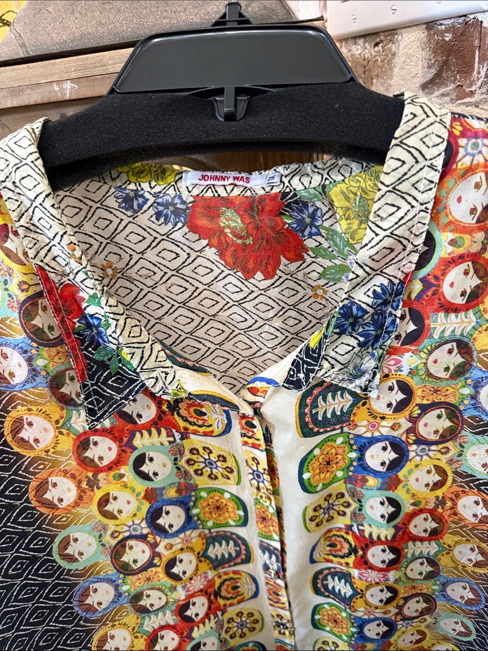 Women’s JOHNNY WAS 1X Russian Nesting Doll long sleeve blouse - Picture 4 of 9
